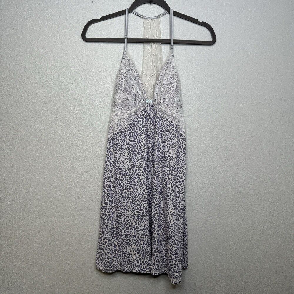 Victoria’s Secret Purple Leopard Animal Slip Dress Lingerie Size Large